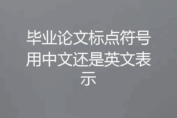 毕业论文标点符号用中文还是英文表示