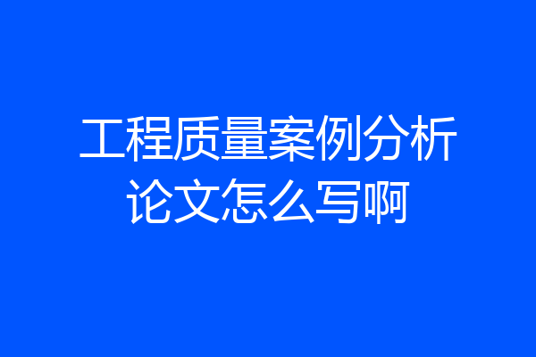 工程质量案例分析论文怎么写啊