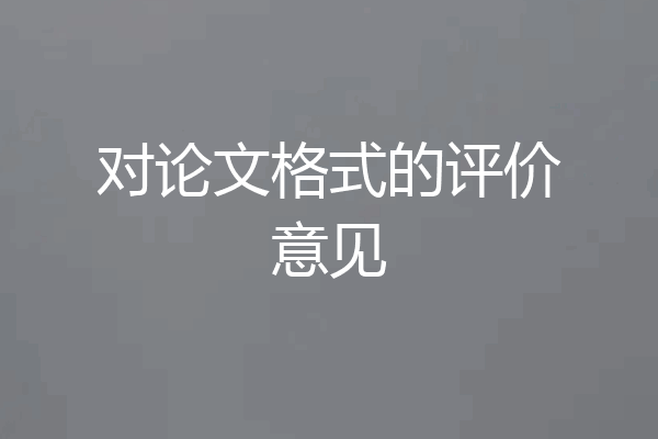 对论文格式的评价意见