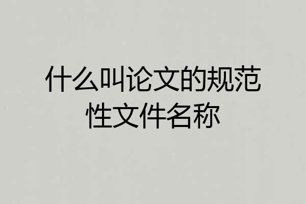 什么叫论文的规范性文件名称