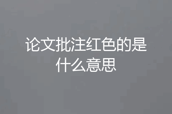 论文批注红色的是什么意思