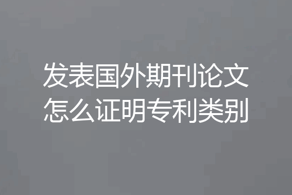 发表国外期刊论文怎么证明专利类别