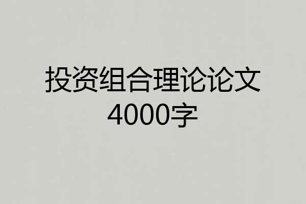 投资组合理论论文4000字