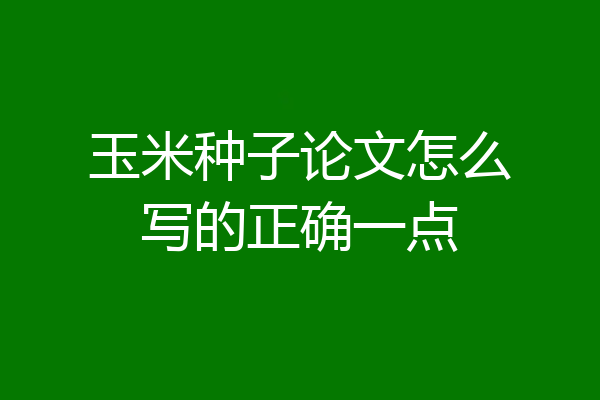 玉米种子论文怎么写的正确一点