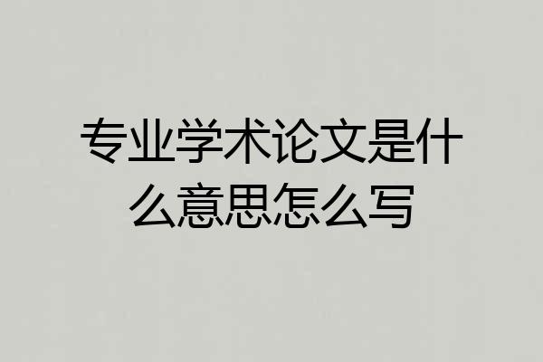 专业学术论文是什么意思怎么写