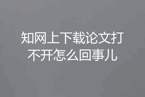 知网上下载论文打不开怎么回事儿