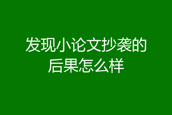 发现小论文抄袭的后果怎么样