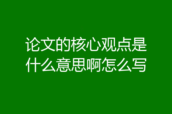 论文的核心观点是什么意思啊怎么写