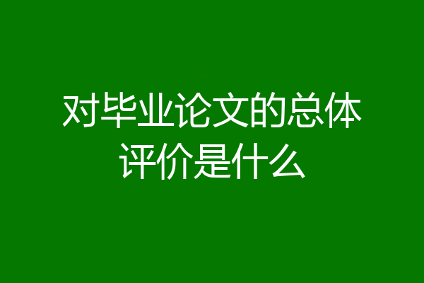 对毕业论文的总体评价是什么