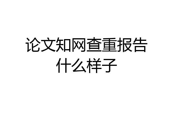 论文知网查重报告什么样子