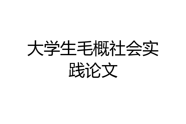 大学生毛概社会实践论文