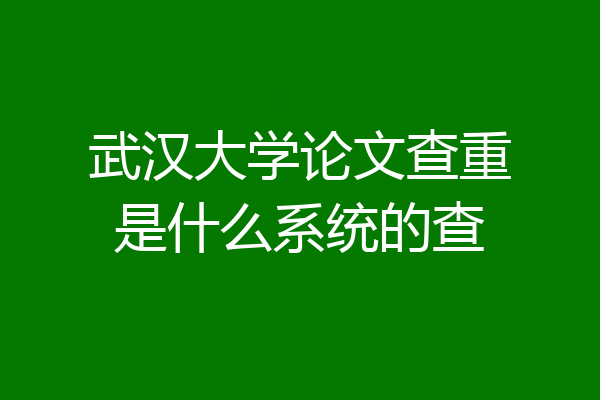 武汉大学论文查重是什么系统的查