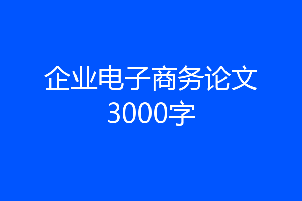 企业电子商务论文3000字