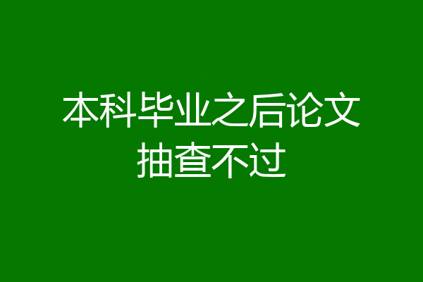 本科毕业之后论文抽查不过