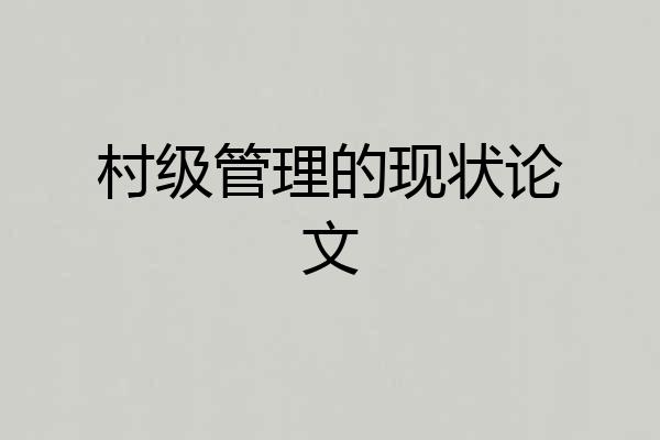 村级管理的现状论文
