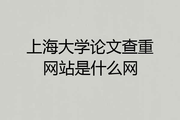 上海大学论文查重网站是什么网
