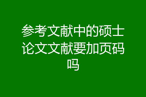 参考文献中的硕士论文文献要加页码吗