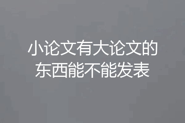 小论文有大论文的东西能不能发表
