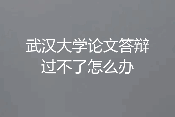 武汉大学论文答辩过不了怎么办