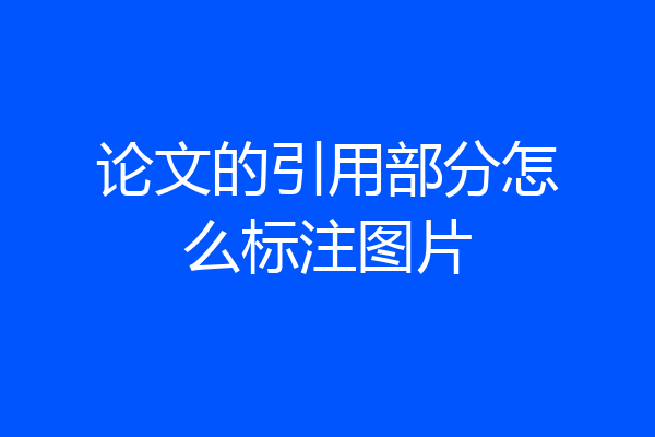 论文的引用部分怎么标注图片