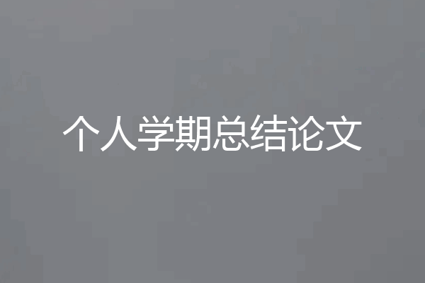 个人学期总结论文