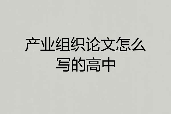 产业组织论文怎么写的高中