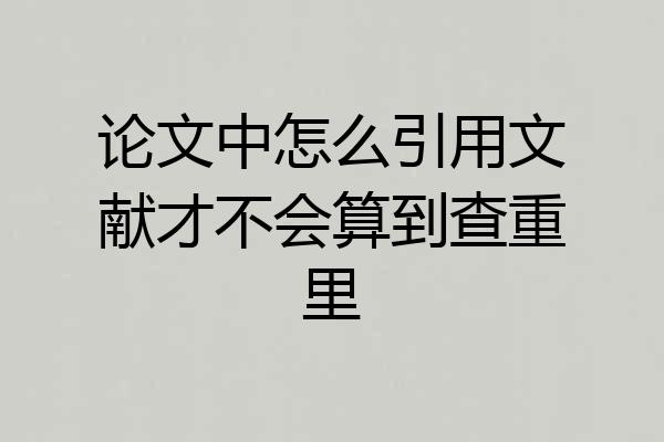 论文中怎么引用文献才不会算到查重里