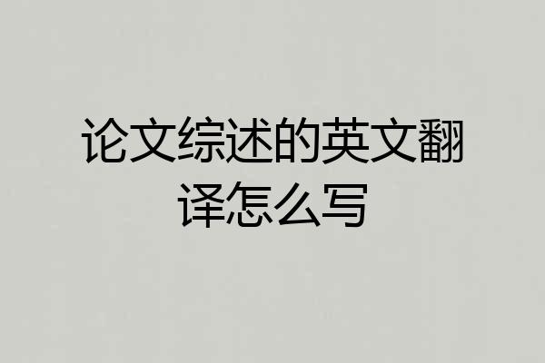 论文综述的英文翻译怎么写