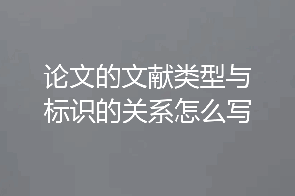论文的文献类型与标识的关系怎么写
