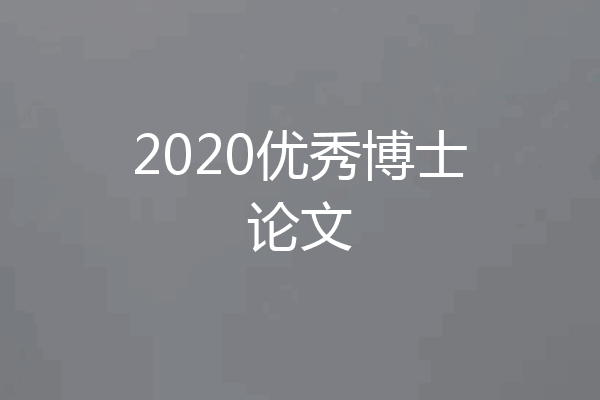 2020优秀博士论文