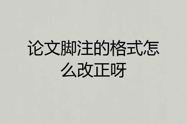 论文脚注的格式怎么改正呀