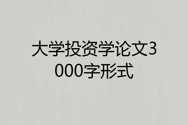 大学投资学论文3000字形式