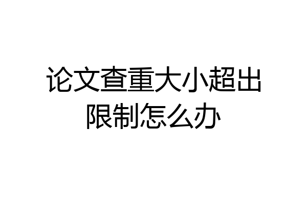 论文查重大小超出限制怎么办