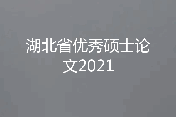 湖北省优秀硕士论文2021