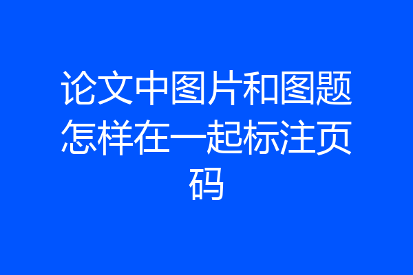 论文中图片和图题怎样在一起标注页码
