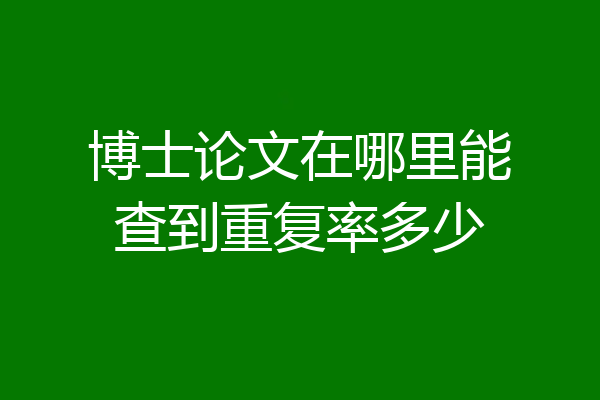 博士论文在哪里能查到重复率多少