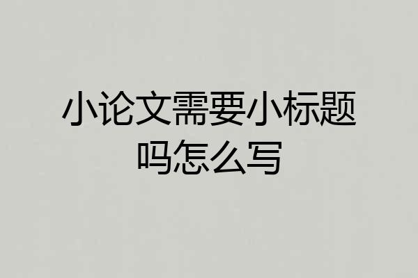 小论文需要小标题吗怎么写
