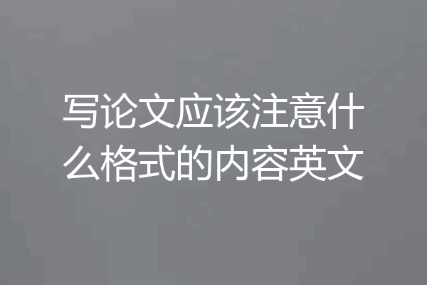 写论文应该注意什么格式的内容英文