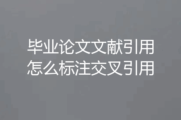 毕业论文文献引用怎么标注交叉引用