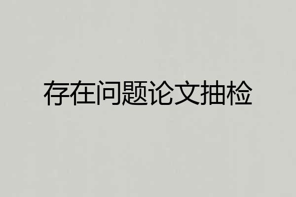 存在问题论文抽检