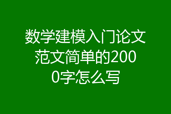数学建模入门论文范文简单的2000字怎么写