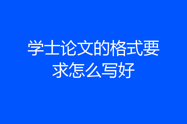 学士论文的格式要求怎么写好