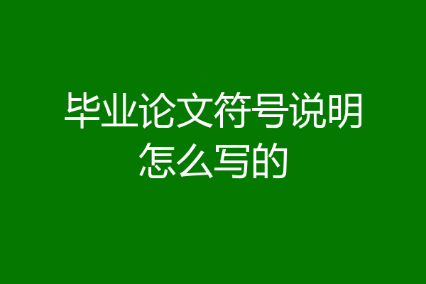 毕业论文符号说明怎么写的