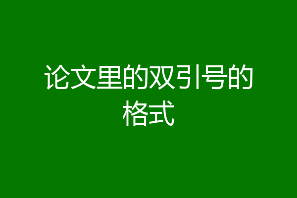 论文里的双引号的格式