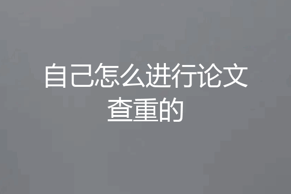 自己怎么进行论文查重的