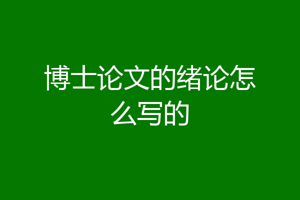 博士论文的绪论怎么写的