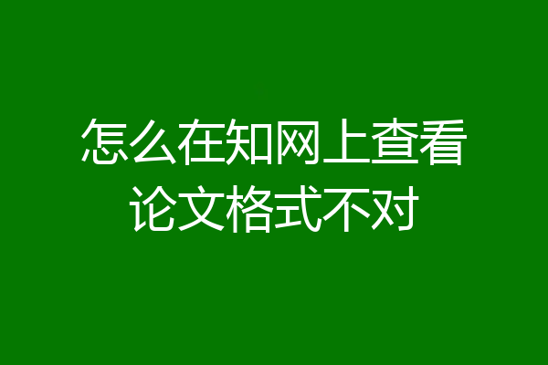 怎么在知网上查看论文格式不对