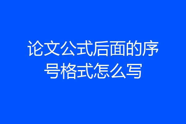 论文公式后面的序号格式怎么写