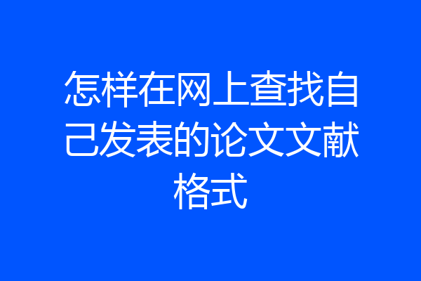 怎样在网上查找自己发表的论文文献格式