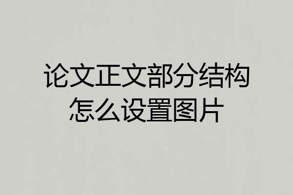 论文正文部分结构怎么设置图片